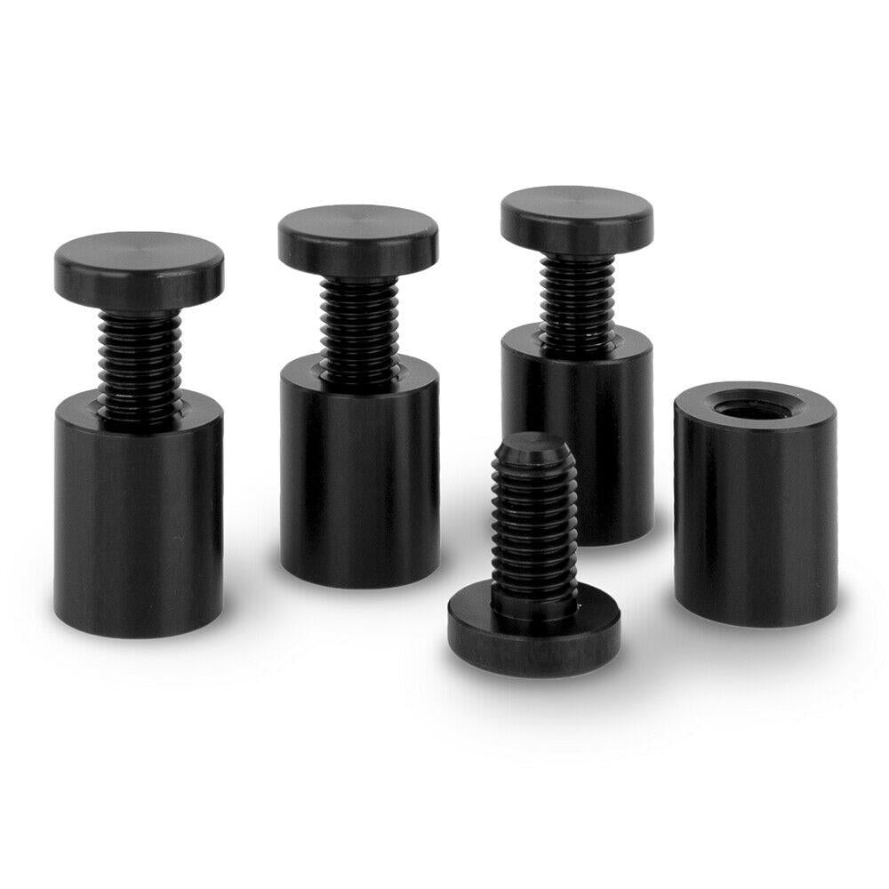 BLACK Aluminium Standoffs Sign Fixing 20mm dia L=25mm - Set of 4